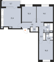 4 ккв (Евро) № 417 Корп.: 2 , Секция 5  в ЖК М36