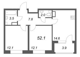 2 ккв № 13 Корп.: 1 , Секция 1  в ЖК М36