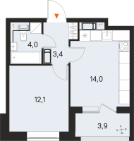 1 ккв № 467 Корп.: 2 , Секция 6  в ЖК М36