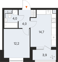1 ккв № 356 Корп.: 2 , Секция 4  в ЖК М36