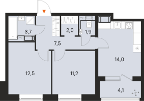 2 ккв № 419 Корп.: 2 , Секция 5  в ЖК М36
