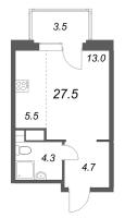 Студия № 204 Корп.: 1 , Секция 3  в ЖК М36