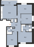 5 ккв (Евро) № 465 Корп.: 2 , Секция 6  в ЖК М36