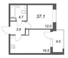 2 ккв (Евро) № 10 Корп.: 1 , Секция 1  в ЖК М36