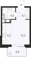 Студия № 19 Корп.: 1 , Секция 1  в ЖК М36