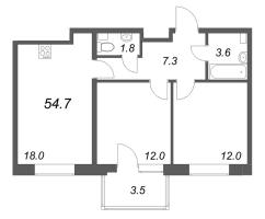 3 ккв (Евро) № 115 Корп.: 1 , Секция 2  в ЖК М36