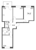4 ккв (Евро) № 14 Корп.: 1 , Секция 1  в ЖК М36