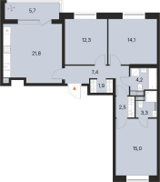 4 ккв (Евро) № 413 Корп.: 2 , Секция 5  в ЖК М36