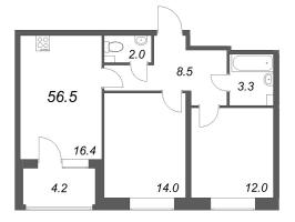 3 ккв (Евро) № 199 Корп.: 1 , Секция 3  в ЖК М36