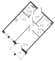 2 ккв (Евро) № 225 Корп.: 1 , Секция 7  в ЖК МИРЪ