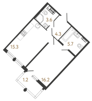 2 ккв (Евро) № 197 Корп.: 1 , Секция 6  в ЖК МИРЪ