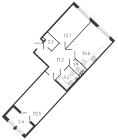 3 ккв (Евро) № 224 Корп.: 1 , Секция 7  в ЖК МИРЪ