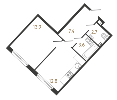 1 ккв № 208 Корп.: 1 , Секция 7  в ЖК МИРЪ