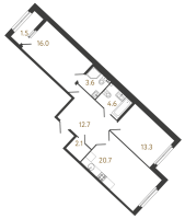 3 ккв (Евро) № 235 Корп.: 1 , Секция 8  в ЖК МИРЪ