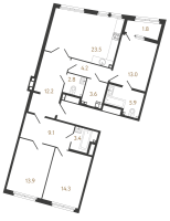 4 ккв (Евро) № 21 Корп.: 1 , Секция 2  в ЖК МИРЪ