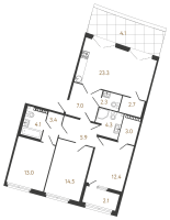 4 ккв (Евро) № 20 Корп.: 1 , Секция 1  в ЖК МИРЪ