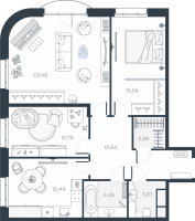 3 ккв № 46 Корп.: 1 , Секция 1  в ЖК MONODOM-ART