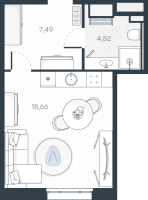 Студия № 2 Корп.: 1 , Секция 1  в ЖК MONODOM-ART