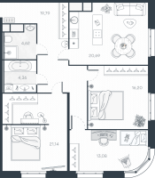 4 ккв (Евро) № 66 Корп.: 1 , Секция 2  в ЖК MONODOM-ART