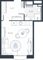 Студия № 27 Корп.: 1 , Секция 1  в ЖК MONODOM-ART