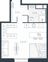 Студия № 1 Корп.: 1 , Секция 1  в ЖК MONODOM-ART