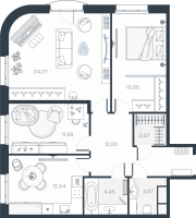 3 ккв № 29 Корп.: 1 , Секция 1  в ЖК MONODOM-ART