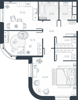 2 ккв № 28 Корп.: 1 , Секция 1  в ЖК MONODOM-ART