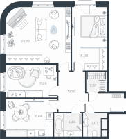 3 ккв № 20 Корп.: 1 , Секция 1  в ЖК MONODOM-ART