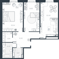 3 ккв (Евро) № 4 Корп.: 1 , Секция 1  в ЖК MONODOM-ART