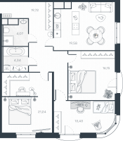 4 ккв (Евро) № 88 Корп.: 1 , Секция 2  в ЖК MONODOM-ART