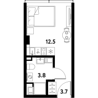 Студия № НА-304 Корп.: 1 , Секция 1  в ЖК МОСКО