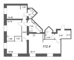 4 ккв (Евро) № 15, Секция 2  в ЖК Мадонна Бенуа