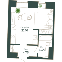 Студия № 143H, Секция 6  в ЖК Мадонна Бенуа