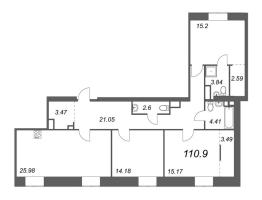 4 ккв (Евро) № 14, Секция 2  в ЖК Мадонна Бенуа