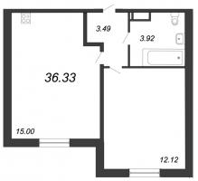 2 ккв (Евро) № 110с Корп.: 3 Уч. 30 , Секция 5  в ЖК Магеллан