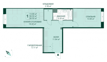 1 ккв № 7.F3.1, Секция F3  в ЖК Magnifika Residence