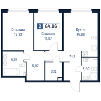 2 ккв № 89 Корп.: 2 , Секция 3  в ЖК Максималист