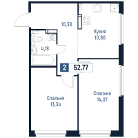 2 ккв № 310 Корп.: 1 , Секция 3  в ЖК Максималист