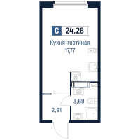 Студия № 219 Корп.: 2 , Секция 3  в ЖК Максималист