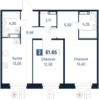 2 ккв № 597 Корп.: 1 , Секция 5  в ЖК Максималист