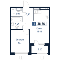 2 ккв (Евро) № 106 Корп.: 2 , Секция 3  в ЖК Максималист