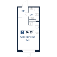 Студия № 124 Корп.: 2 , Секция 3  в ЖК Максималист