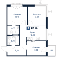 3 ккв № 836 Корп.: 2 , Секция 6  в ЖК Максималист