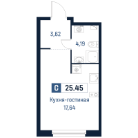 Студия № 95 Корп.: 2 , Секция 3  в ЖК Максималист