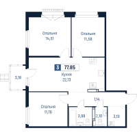 4 ккв (Евро) № 794 Корп.: 1 , Секция 5  в ЖК Максималист