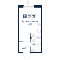 Студия № 131 Корп.: 2 , Секция 3  в ЖК Максималист