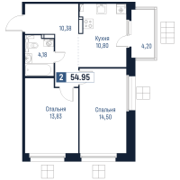 2 ккв № 303 Корп.: 1 , Секция 3  в ЖК Максималист