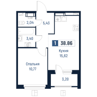 2 ккв (Евро) № 171 Корп.: 2 , Секция 3  в ЖК Максималист