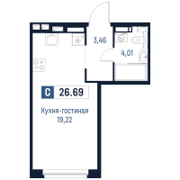 Студия № 105 Корп.: 1 , Секция 1  в ЖК Максималист