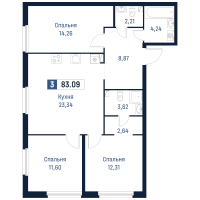 4 ккв (Евро) № 664 Корп.: 2 , Секция 6  в ЖК Максималист